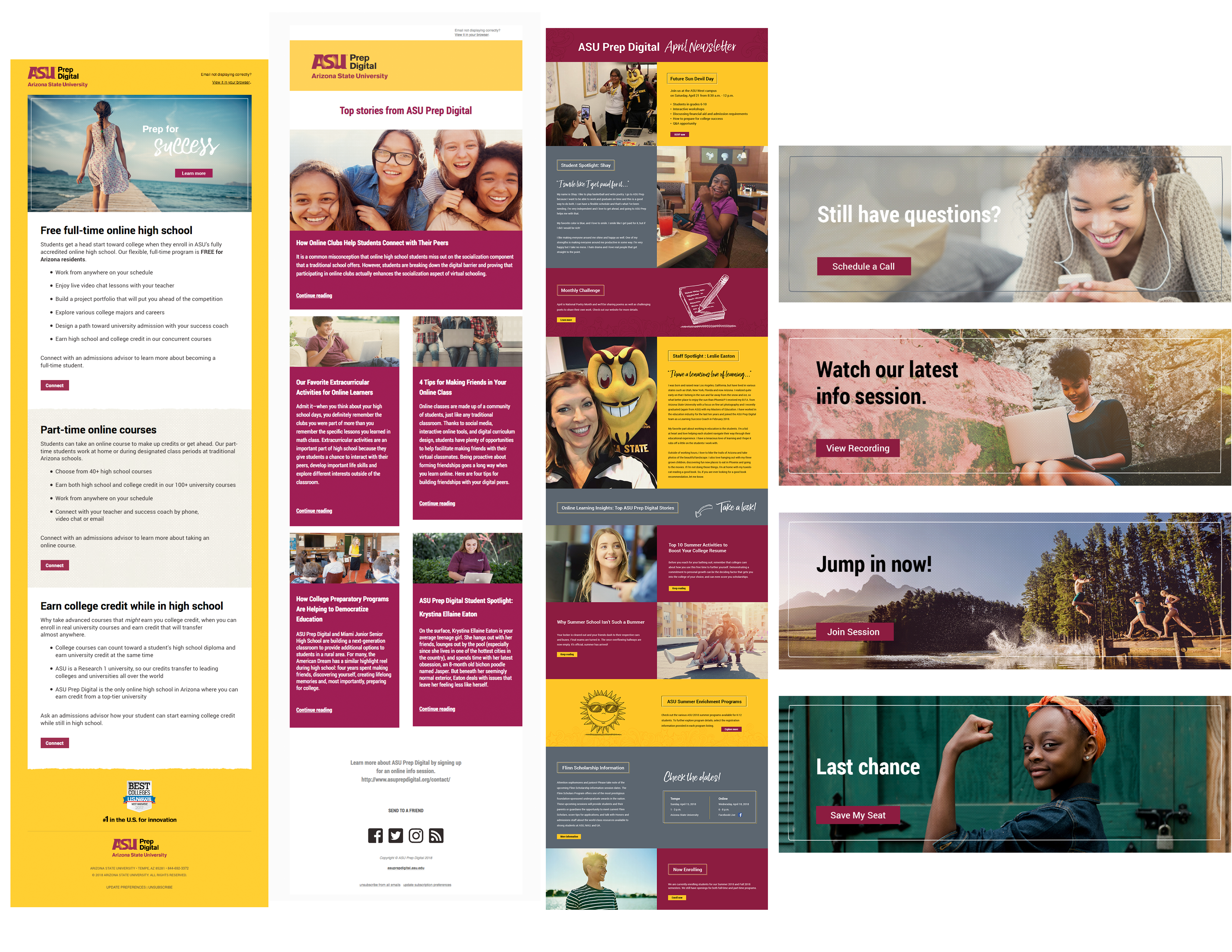 HTML email development and banner design for an online high school and college prep.