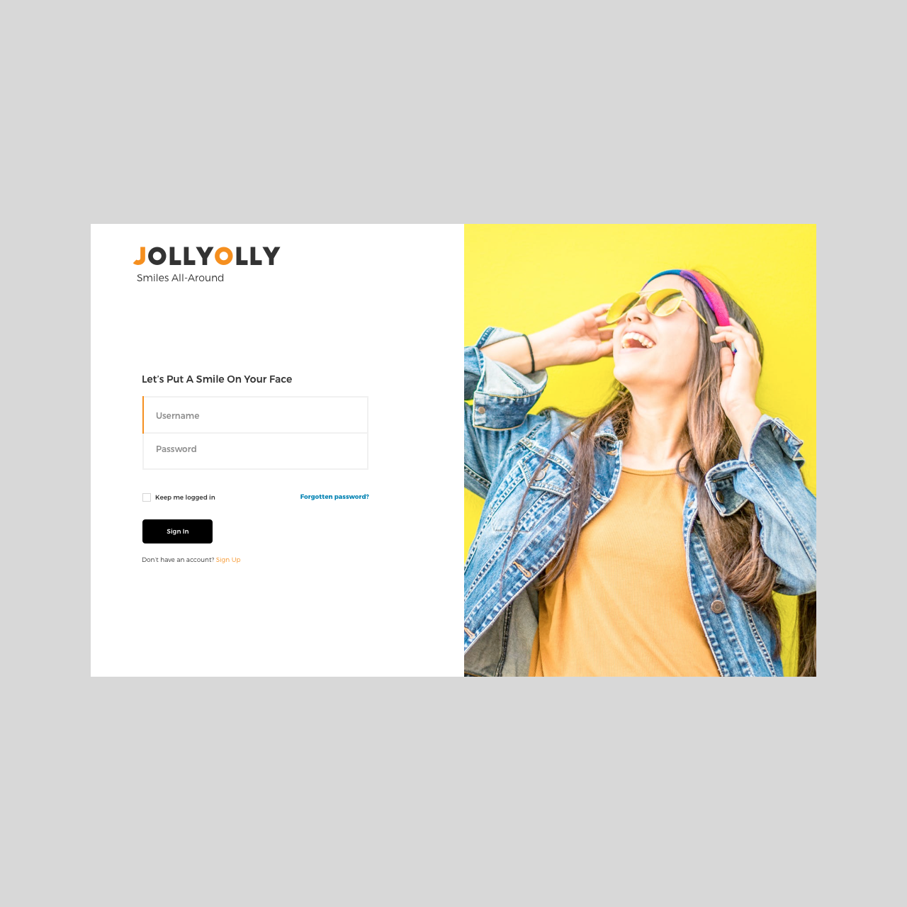 login page against a grey background by Katherine Delorme