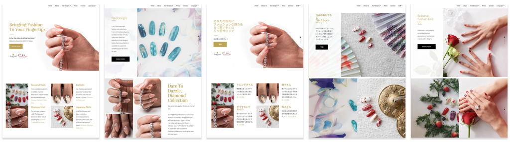 Pages from LUXITA salon English and Japanese website. By Katherine Delorme.